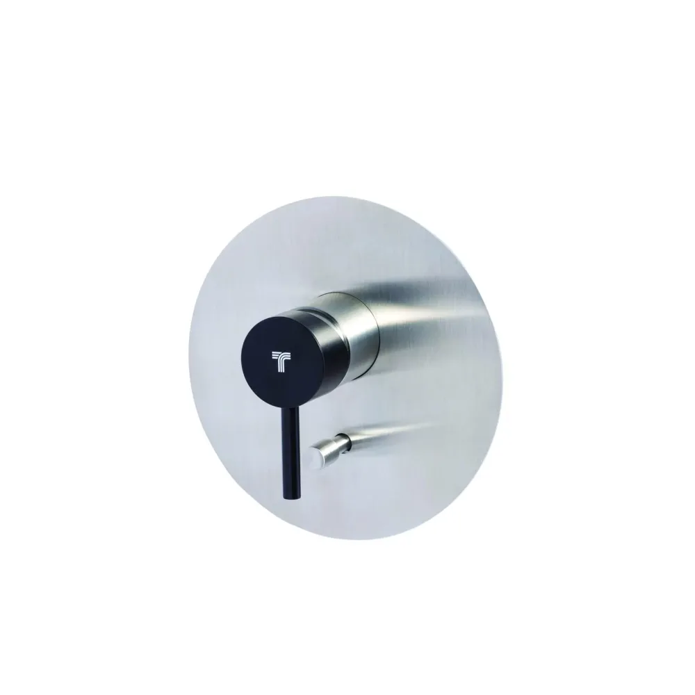 Built- shower mixer tap two-way diverter roestvrij staal steel Brushed finish Carbon-colored Tubico Colorado handle