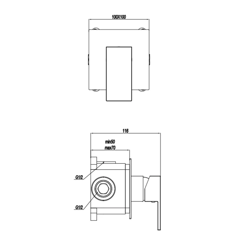 Built- single-lever mixer RubiFlux Rose series shower - Metaalglans