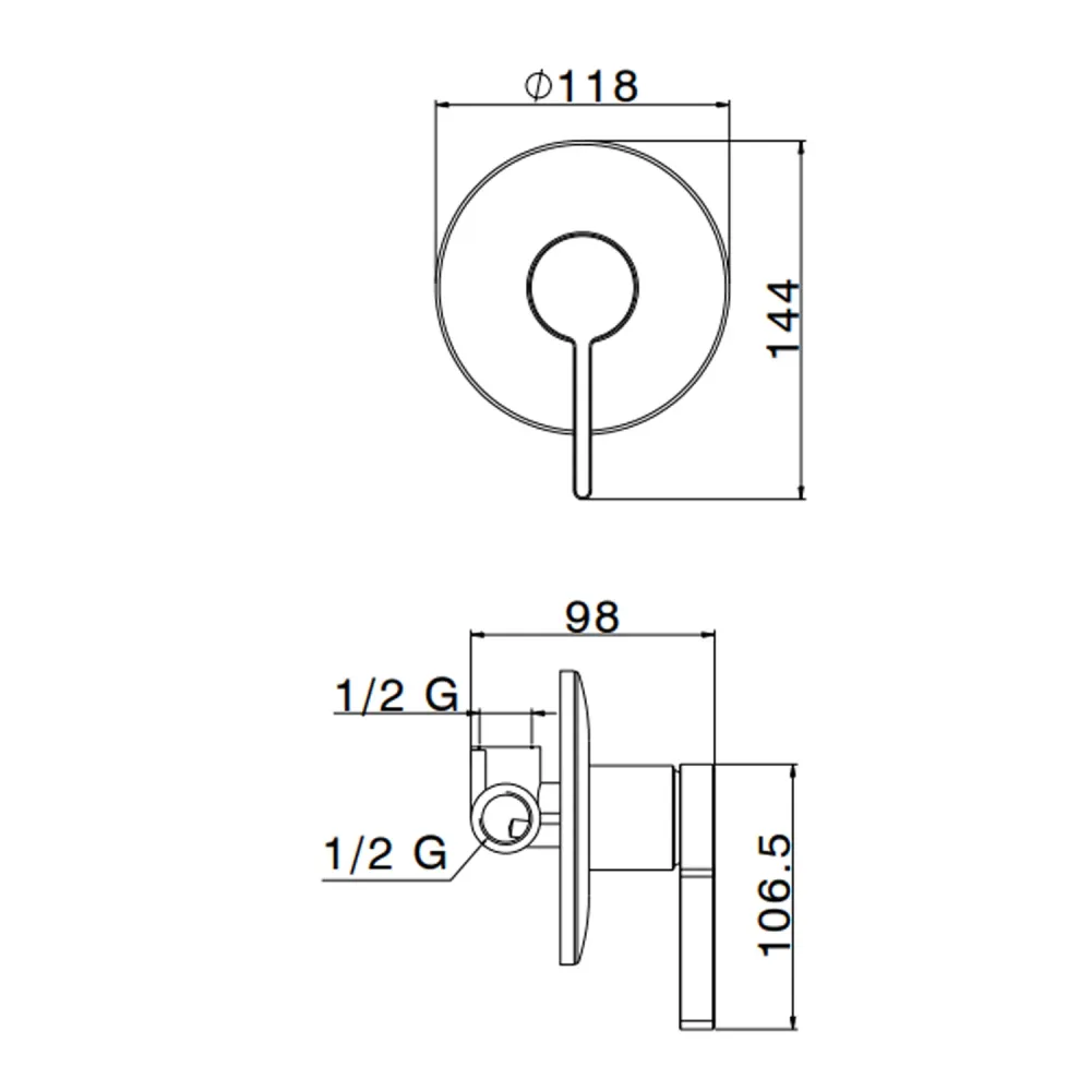 Built- single-lever mixer shower RubiFlux Tundra series - Chroom