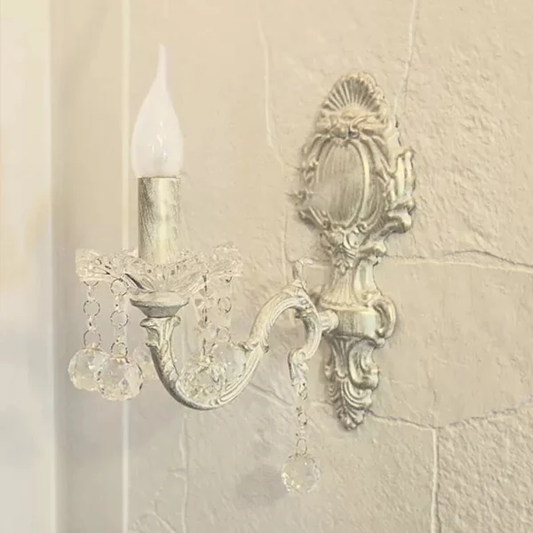 Candle Corridor Kitchen Wall Sconce Van metaal One Light Traditional Style Wall Lamp White Finish White
