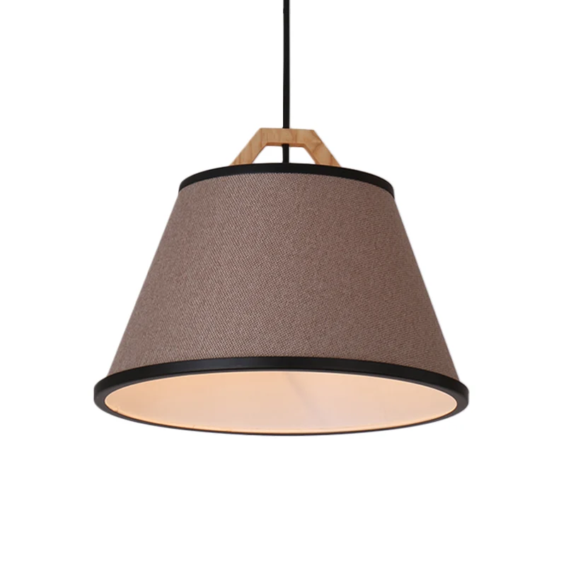 Clean Barrel Pendant Light Fabric 1 Light Dining Room Suspension Light Gray/Flaxen Flaxen