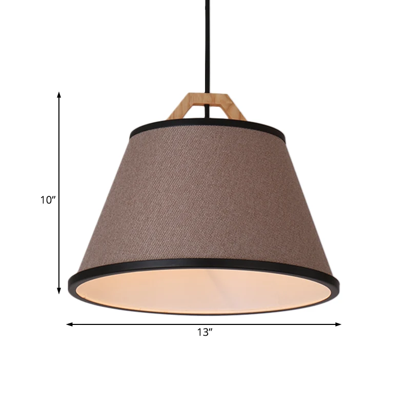 Clean Barrel Pendant Light Fabric 1 Light Dining Room Suspension Light Gray/Flaxen Flaxen