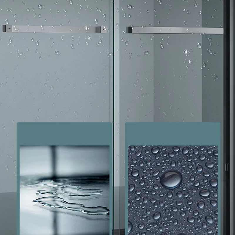 Clear Tempered Shower Door Dubbel Sliding Shower Bath Door 2 Door Handles Silver
