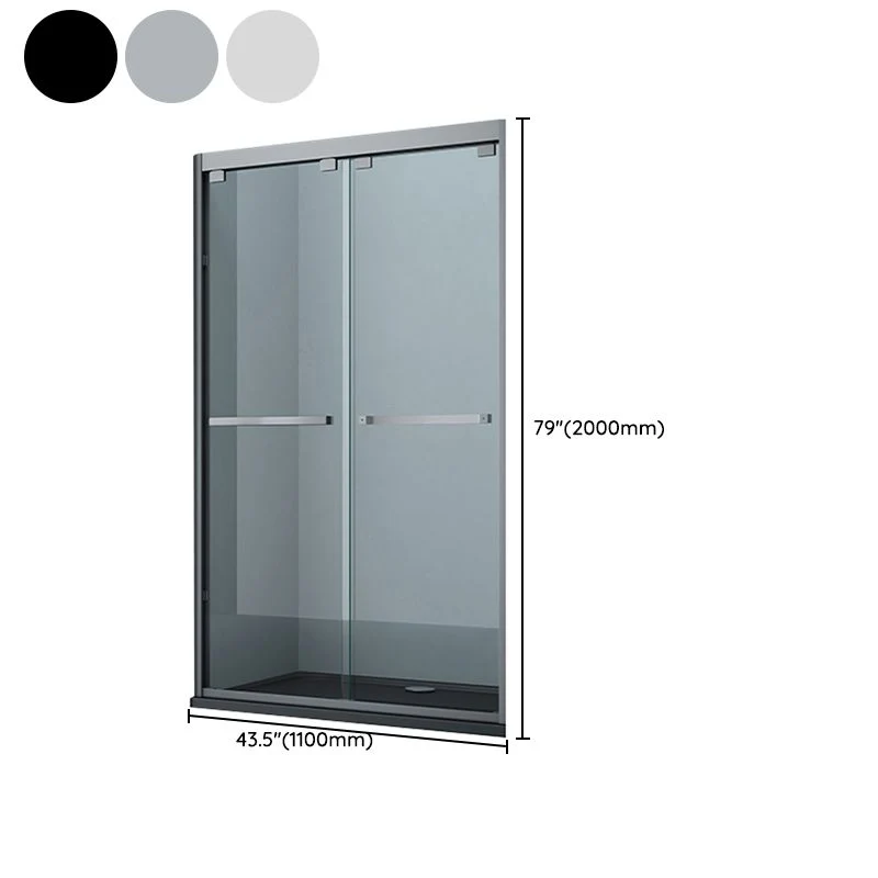 Clear Tempered Shower Door Dubbel Sliding Shower Bath Door 2 Door Handles Silver