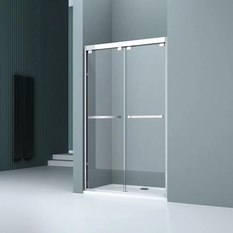 Clear Tempered Shower Door Tweemaal Sliding Shower Bath Door 2 Door Handles Silver