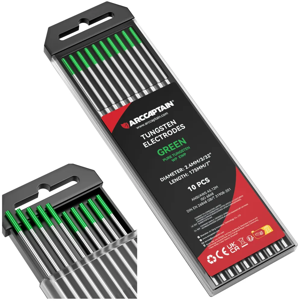 Color-coded Tungsten Electrodes 2% Appelgroen Lanthanated Red Thoriated Tungsten 1