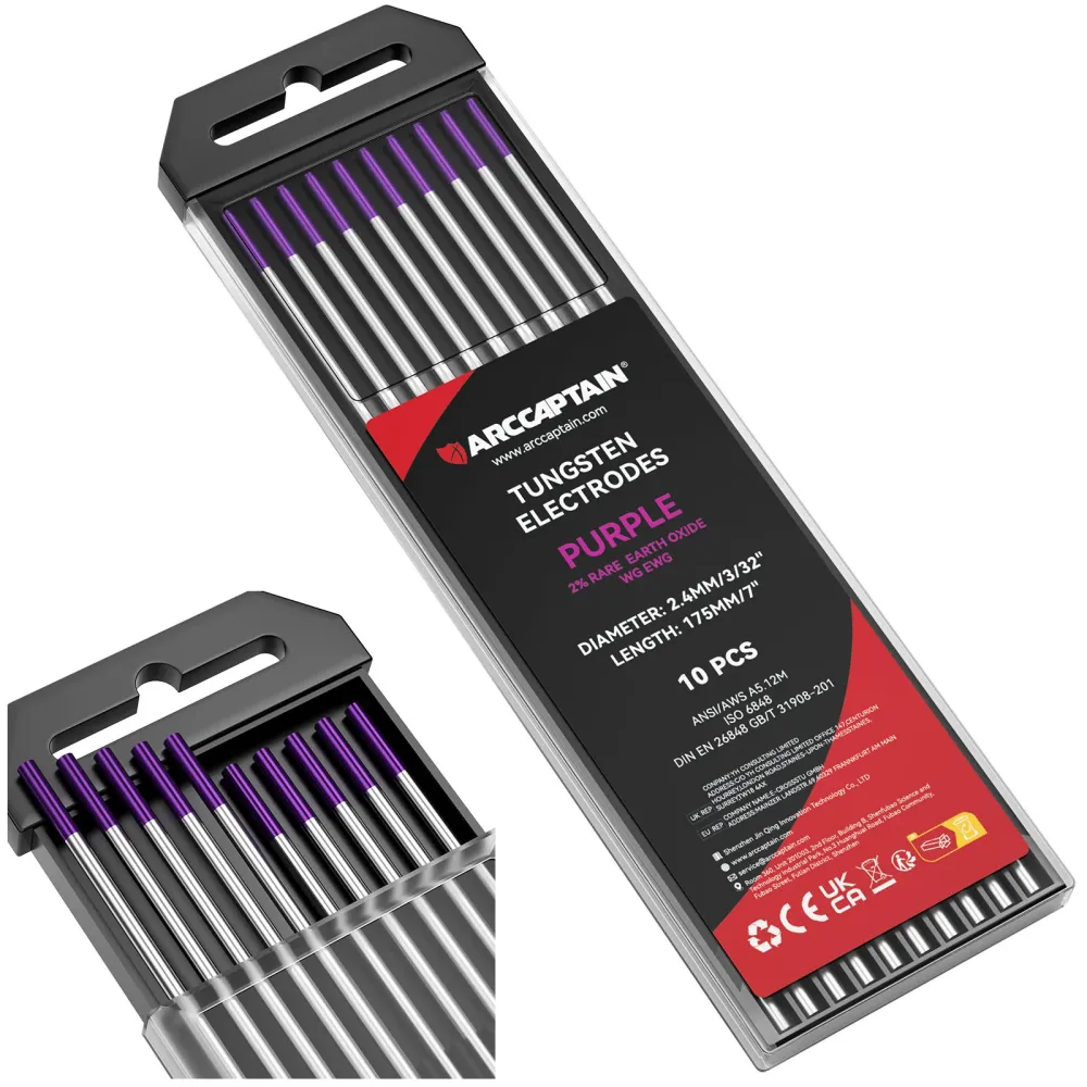 Color-coded Tungsten Electrodes 2% Appelgroen Lanthanated Red Thoriated Tungsten 1
