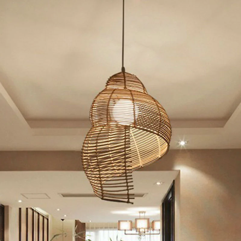 Conch Suspension Lighting Minimalistisch rotan 1��Head restaurant hangend plafondlicht