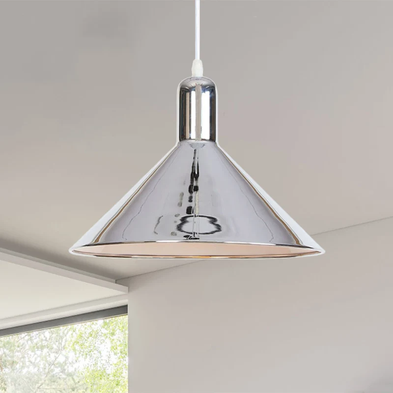 Conical Pendant Lighting Electroplate Metal Shade Single Light Hedendaags Hanging Light Rose