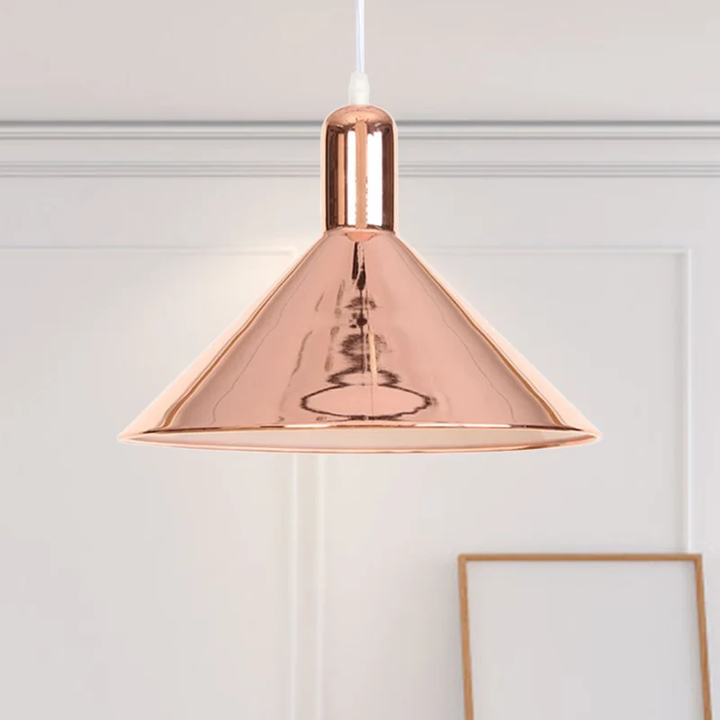 Conical Pendant Lighting Electroplate Metal Shade Single Light Hedendaags Hanging Light Rose
