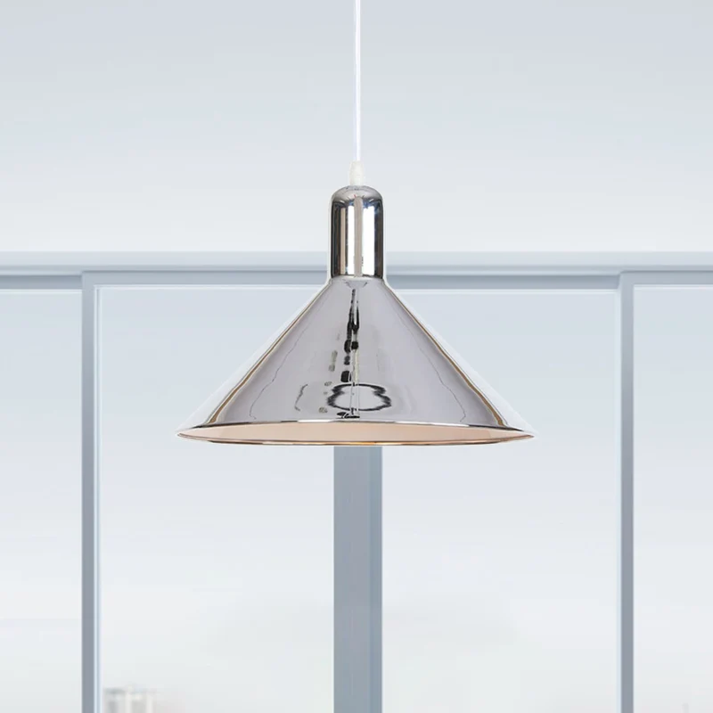 Conical Pendant Lighting Electroplate Metal Shade Single Light Hedendaags Hanging Light Rose