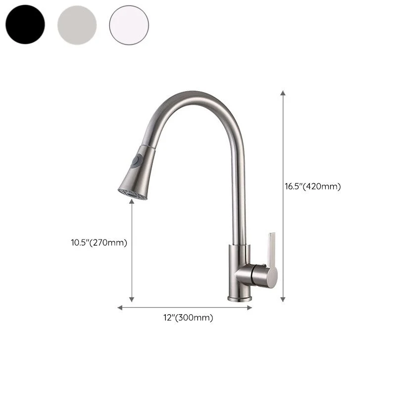 Contemporain Pull Down Single Handle Kitchen Faucet 1-Hold Water Faucet