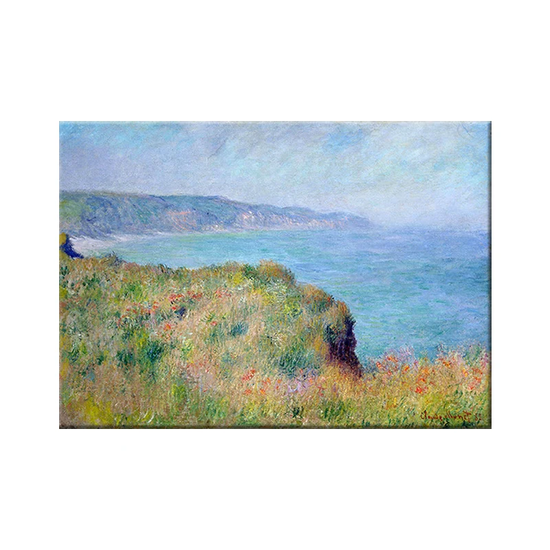 Contemporain Seashore Mountain Painting Set 2 Green Textured Canvas Wall Art Home Blue