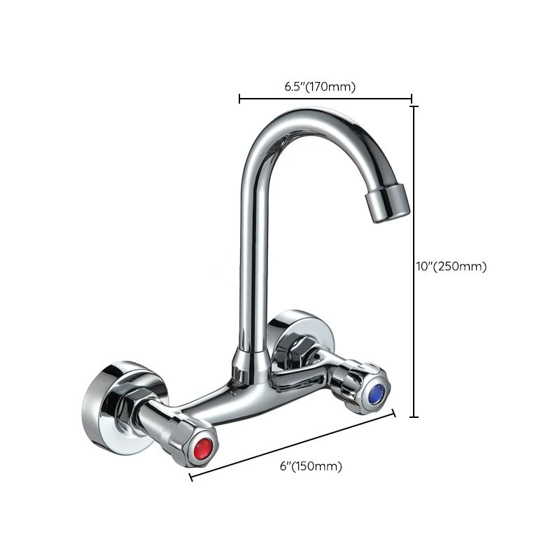 Contemporary 2-Handle Kitchen Faucet Aan de wand Faucet Chrome