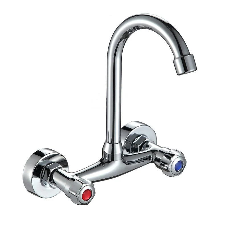 Contemporary 2-Handle Kitchen Faucet Aan de wand Faucet Chrome