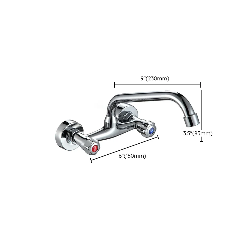 Contemporary 2-Handle Kitchen Faucet Wandmodel Faucet Chrome