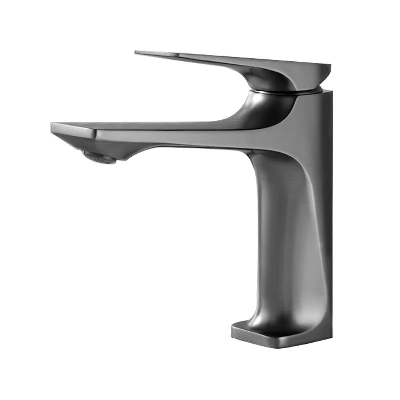Contemporary Centerset Faucet Lever Handles Single Hole Low Arc Effen Brass Square Faucet Silver