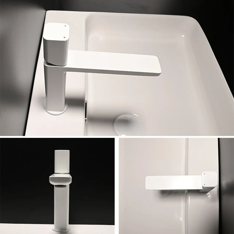 Contemporary Centerset Faucet Lever Handles Solo Hole Brass Square Faucet Chrome