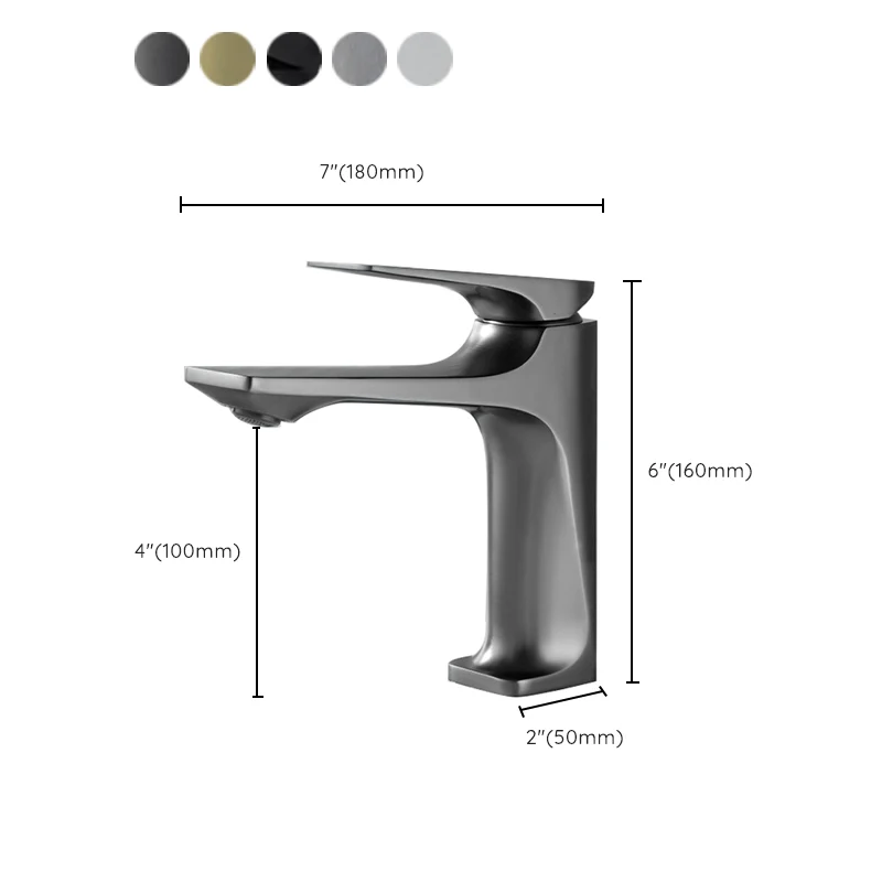 Contemporary Centerset Faucet Lever Handles Solo Hole Low Arc Solid Brass Square Faucet Silver