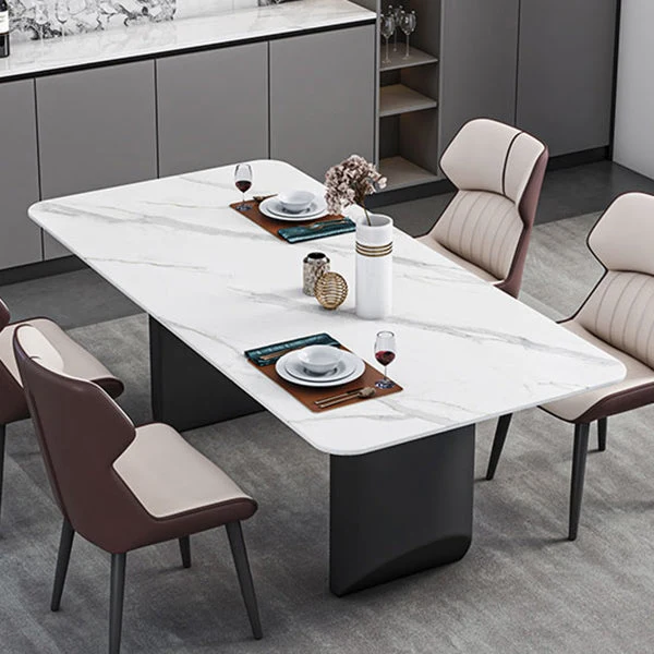Contemporary Dining Table Sintered Stone Dining Table Duo Pedestal Dining Room 47