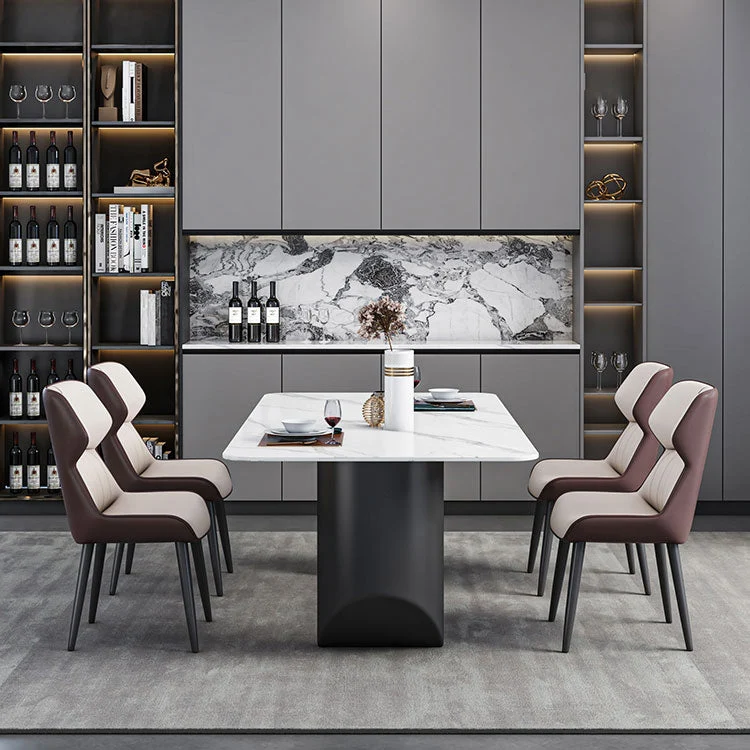 Contemporary Dining Table Sintered Stone Dining Table Duo Pedestal Dining Room 47