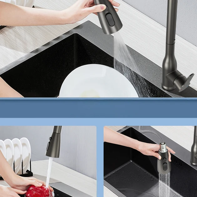 Contemporary Één Handle Kitchen Faucet Pull Out 1 Hold Bar Faucet No Sensor