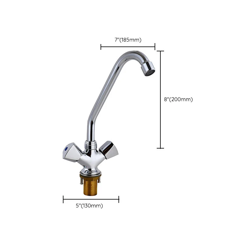 Contemporary Kitchen Faucet Double Handle High Arch Water Filler Verchroomd
