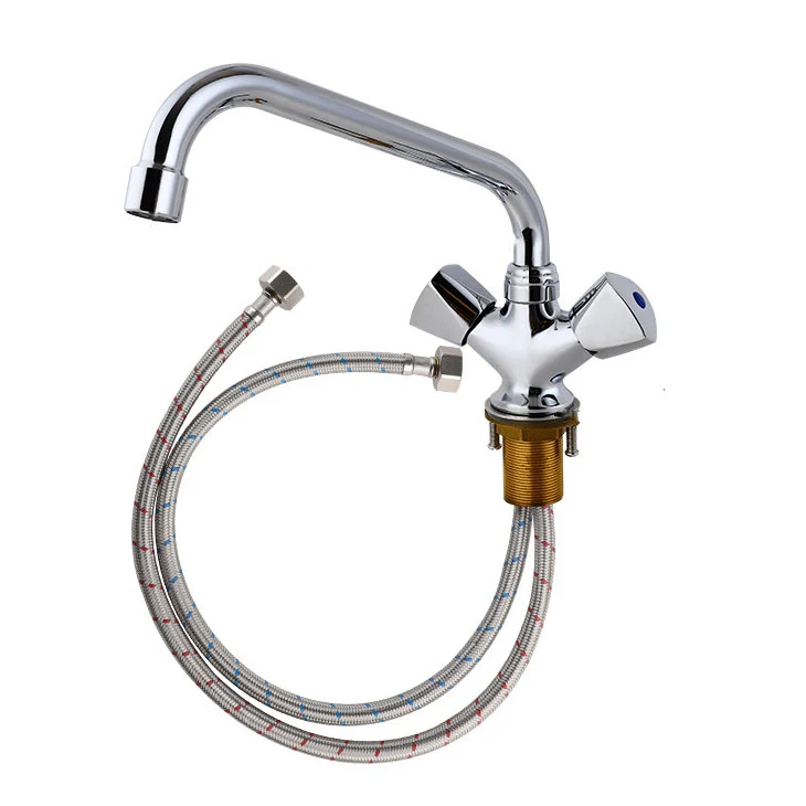 Contemporary Kitchen Faucet Dubbel Handle High Arch Water Filler Chrome