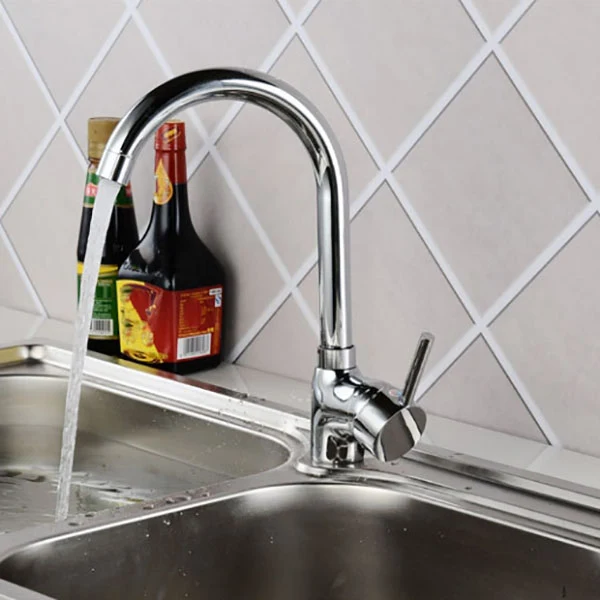 Contemporary Single Handle Kitchen Faucet One Lever Water Faucet Verchroomd