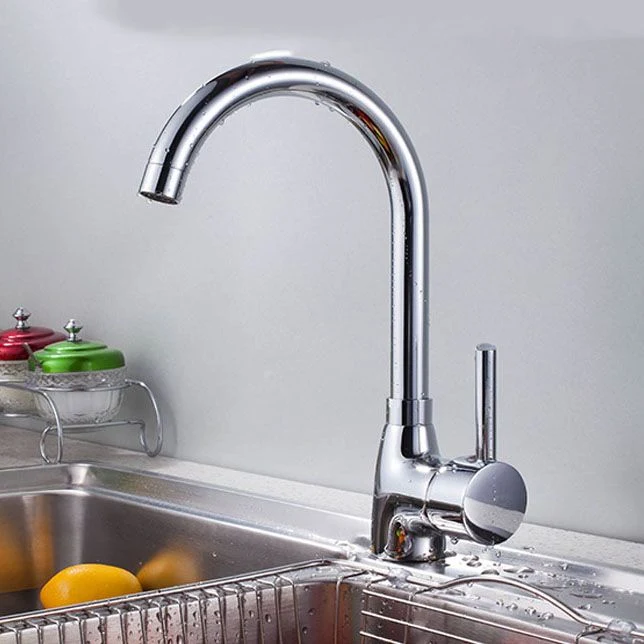 Contemporary Single Handle Kitchen Faucet One Lever Water Faucet Verchroomd