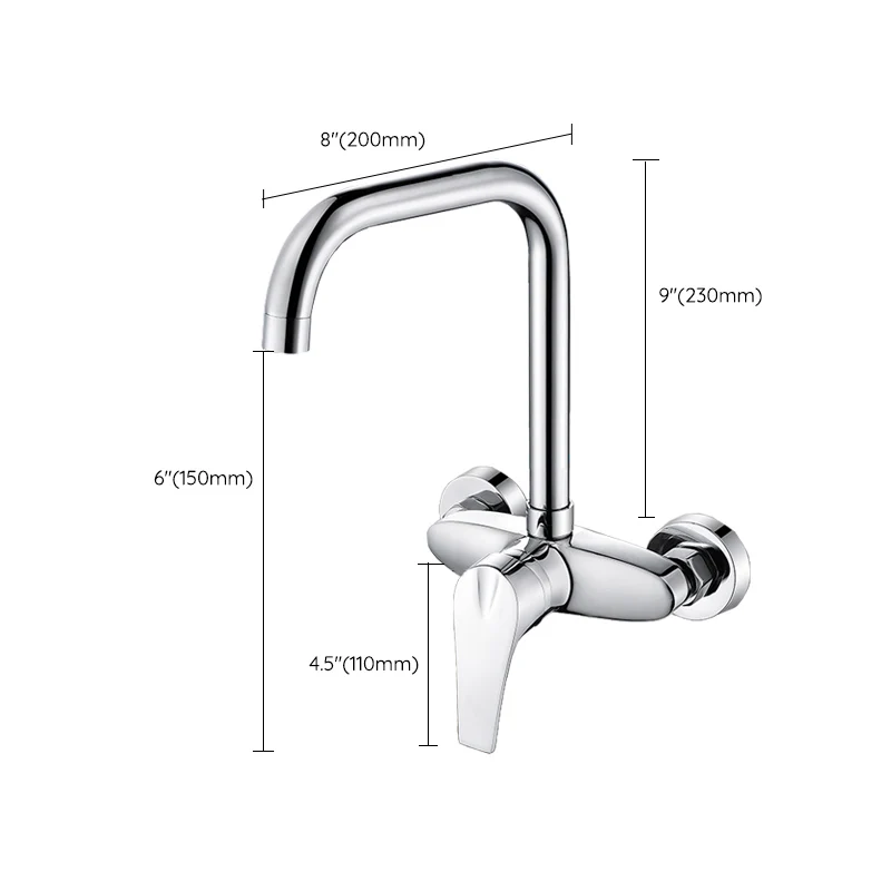 Contemporary Single Handle Kitchen Faucet Wall-mounted Faucet Verchroomd