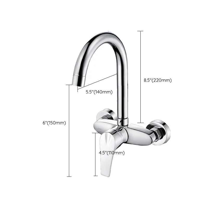 Contemporary Single Handle Kitchen Faucet Wall-mounted Faucet Chroom