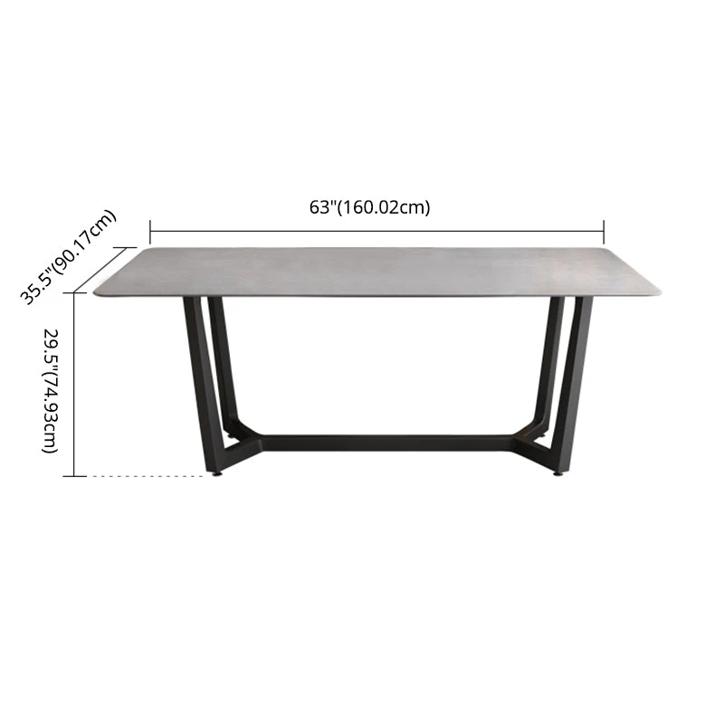 Contemporary Slate Rectangle Dining Furniture Dubbel Pedestal Kitchen Set Black Finish 51