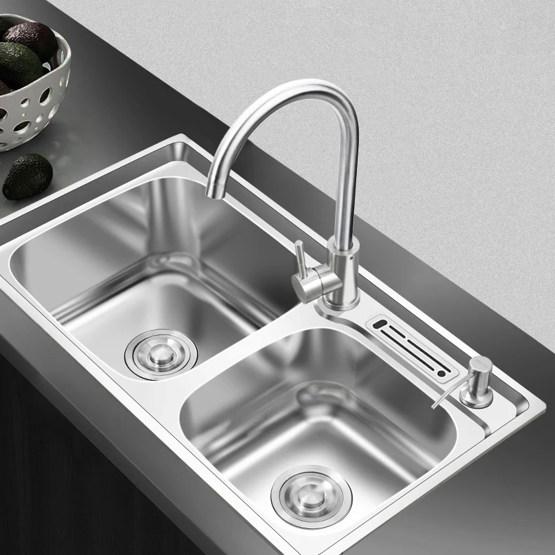 Contemporary Style Kitchen Sink Roestvast Steel Kitchen Double Sink Soundproofing 30l