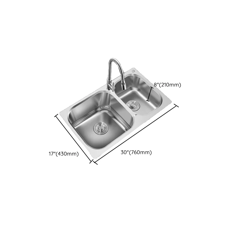 Contemporary Style Kitchen Sink Roestvast Steel Kitchen Double Sink Soundproofing 30l