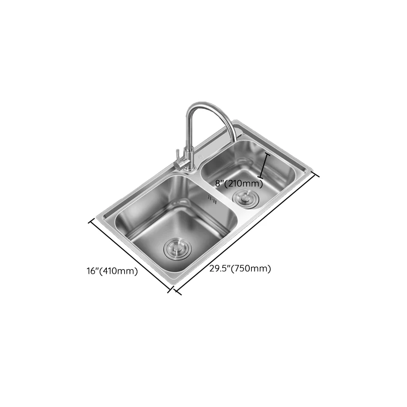 Contemporary Style Kitchen Sink Roestvast Steel Kitchen Double Sink Soundproofing 30l