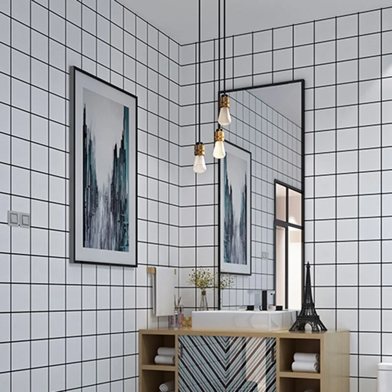 Contemporary Wallpaper Solo Tile Bathroom Wallpaper Rectangle Shape Black