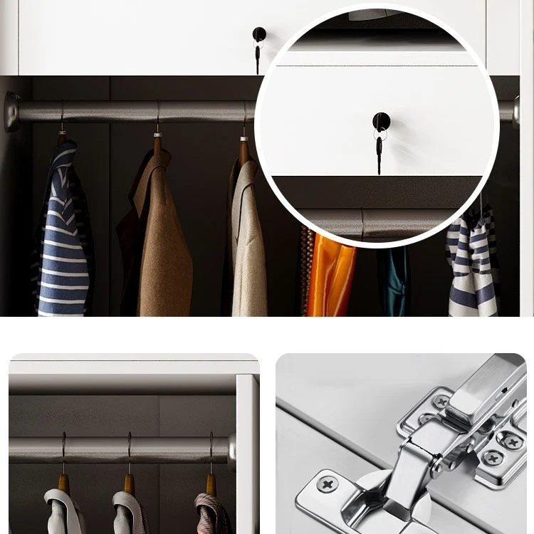 Contemporary Wooden Wardrobe White Color Donzig Close Door Wardrobe Closet 1-Door 23