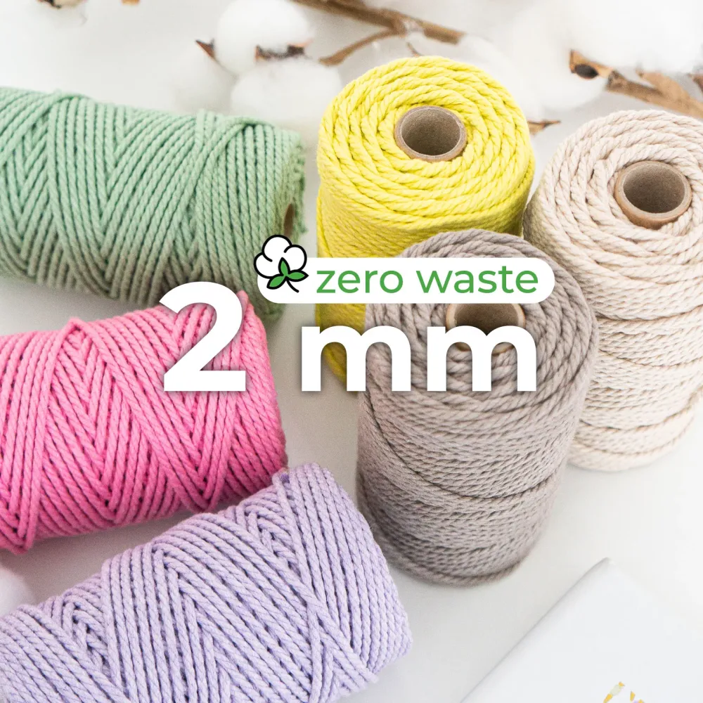 Cordino ritorto per macramè 2mm - Prezzi economici e varietà di colori