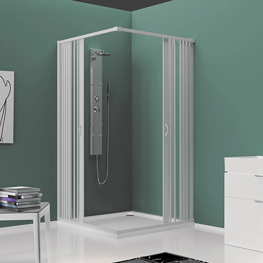 Corner shower enclosure 2 folding sides model Rosy Plissé line 90x90