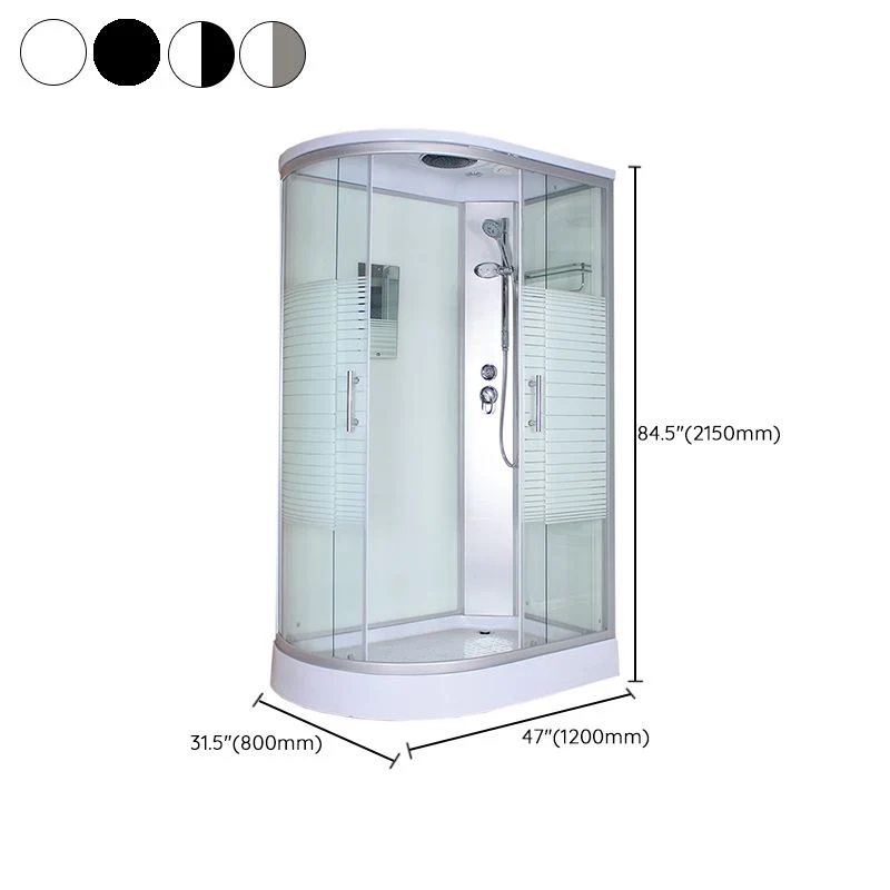 Corner Tempered Glaswerk Shower Stall Home Round Double Sliding Shower Stall White