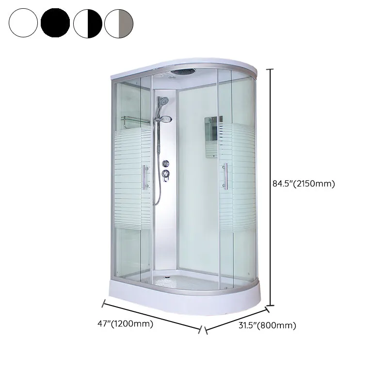 Corner Tempered Glazen Shower Stall Home Round Double Sliding Shower Stall White