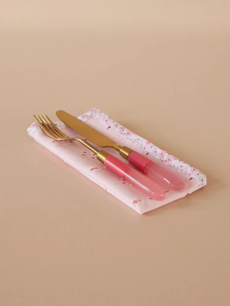 Cotton Fabric Napkin - Roze - Set 2