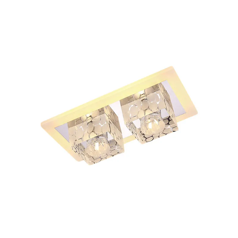 Crystal dubbele vierkante inbouw minimalistische LED-gang plafondinbouw chroom met stippenpatroon, warm/wit zacht