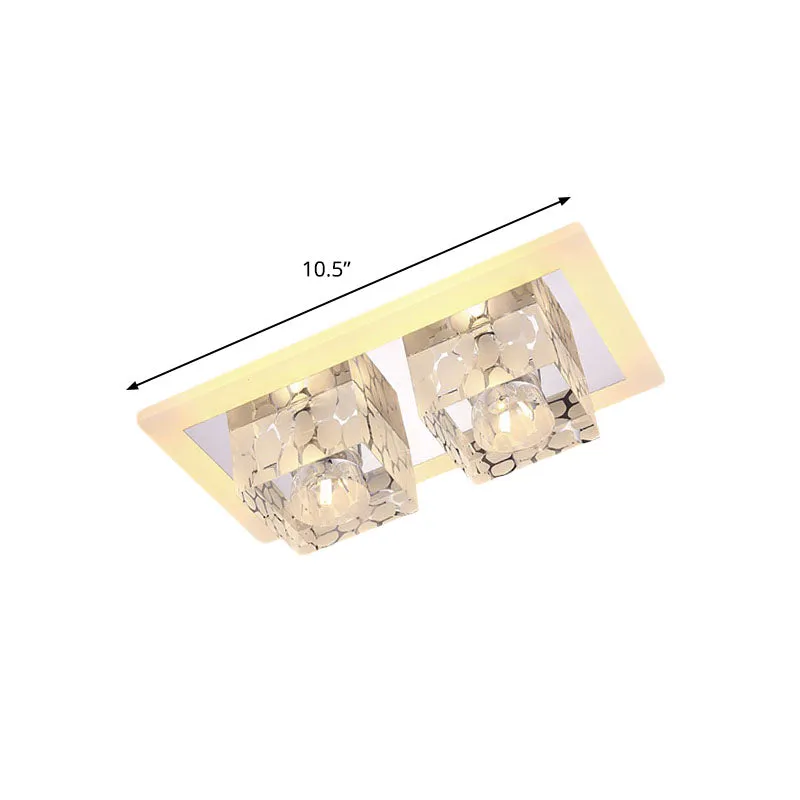 Crystal dubbele vierkante inbouw minimalistische LED-gang plafondinbouw chroom met stippenpatroon, warm/wit zacht