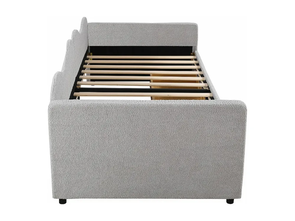 Dagbedbed 90x200cm met 2 lades - netjes fluweel - Grijs
