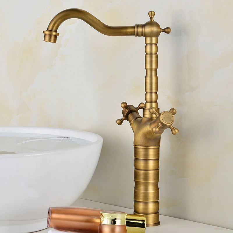 Deck Mounted Rood koper Roman Tub Faucet Double Handles Roman Tub Faucet Set Bronze