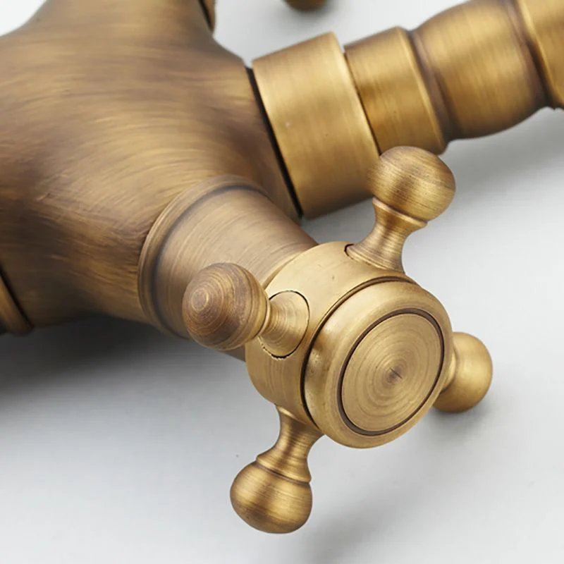 Deck Mounted Rood koper Roman Tub Faucet Double Handles Roman Tub Faucet Set Bronze