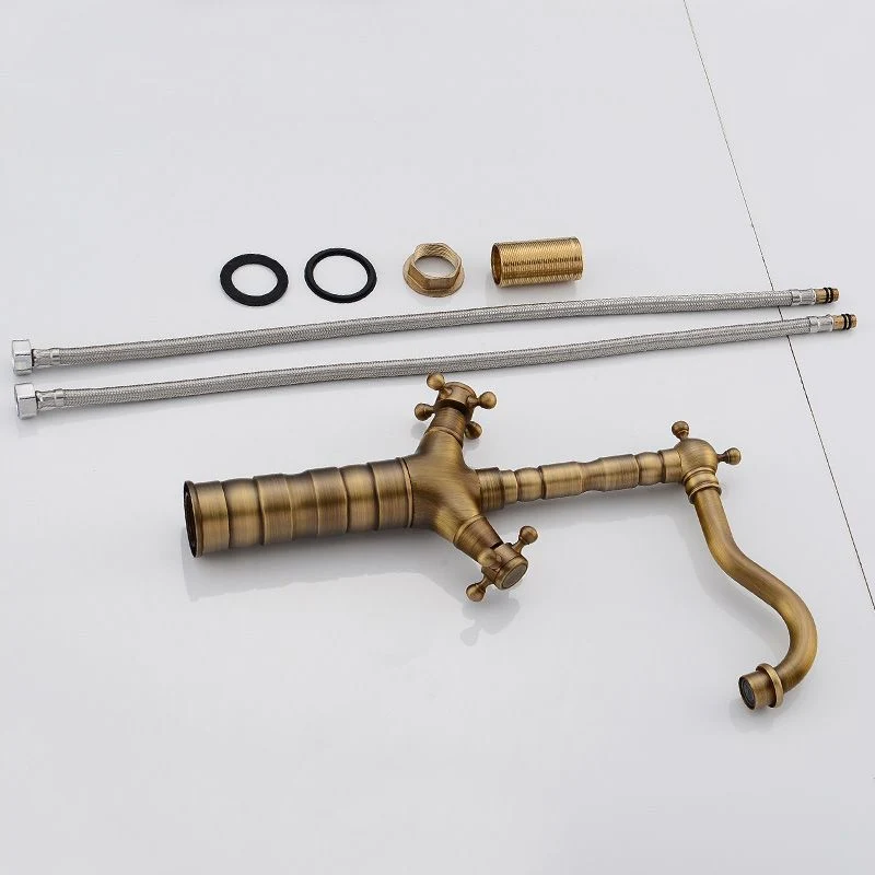 Deck Mounted Rood koper Roman Tub Faucet Double Handles Roman Tub Faucet Set Bronze