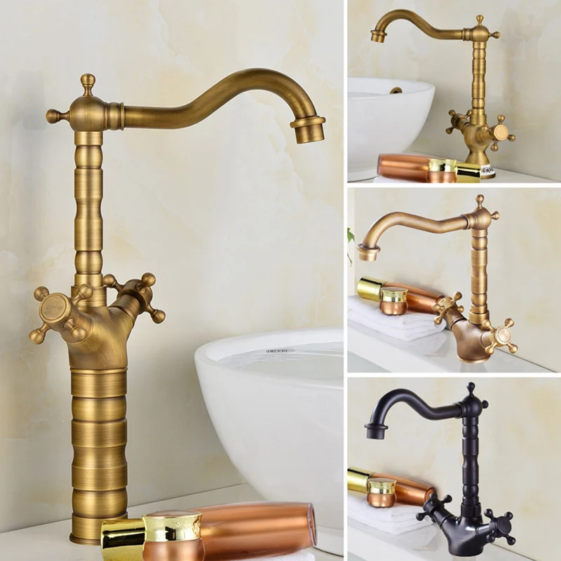Deck Mounted Rood koper Roman Tub Faucet Double Handles Roman Tub Faucet Set Bronze